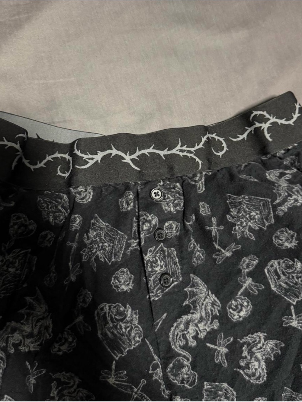 Thorn&Fable Loungewear bottoms wide leg with thorn and dragons gothic emo